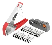 Comprar Kit Crimpeadora + Pelacable Coaxial+20 Conectores Rg6