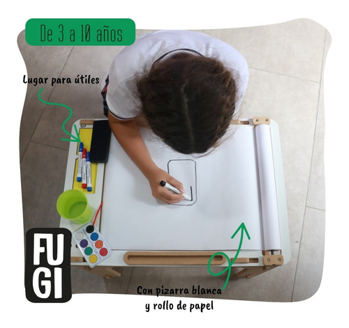 Imagen 4 de 6 de Mesa Didactica Fugi Montessori Con Pizarra Blanca