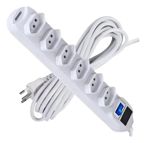 Knup Extensão Filtro De Linha Régua 6 Tomadas Bivolt Branca