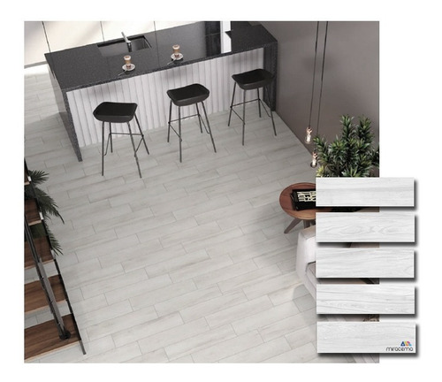 Porcelanato Simil Madera Alberdi Pehuen Blanco 20x60 1ª X M2