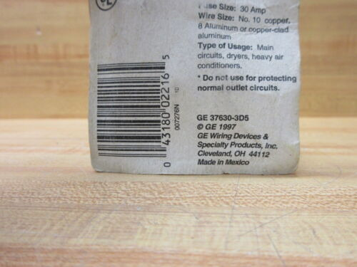 General Electric 37630-3d5 Ge Plug Fuse E1264 (pack Of 3 Ccg
