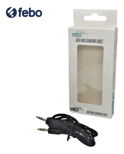 Imagen 3 de 4 de Cable Auxiliar 3.5 Vip Acordonado 1m Para Audio Negro Febo