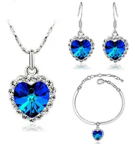 Comprar Set Collar Aretes Corazón Titanic - Azul Y Plateado
