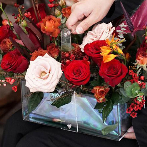 Caja De Flores De Acrílico Arreglos De Flores Cesta