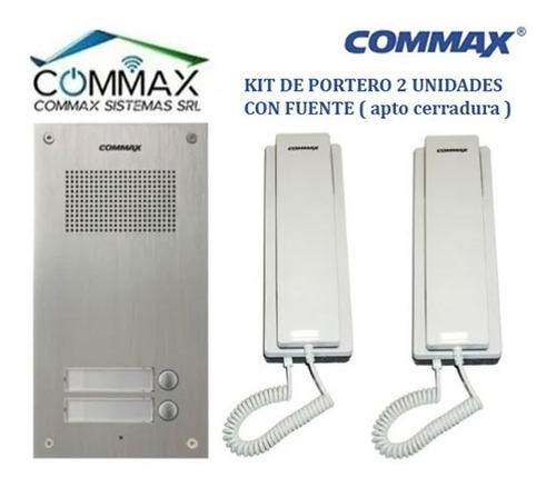 Imagen 2 de 5 de Kit Portero Commax 2 Pulsadores Frente 2um + 2 Tel Ss + 12v