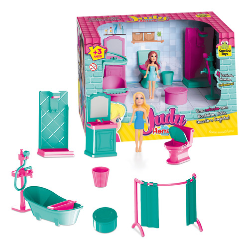 Brinquedo Menina Playset Judy Home Banheiro Com Boneca