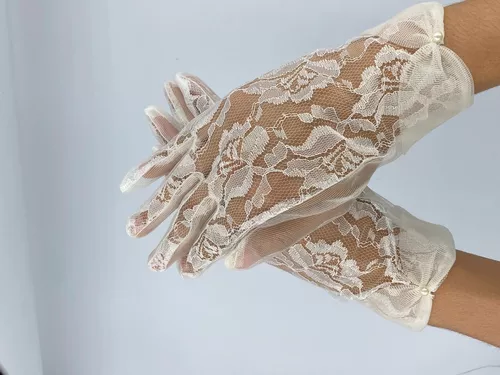 Inscribirse Repeler Salón Guantes Encaje Niña Primera Comunion Fiesta Blanco Beige