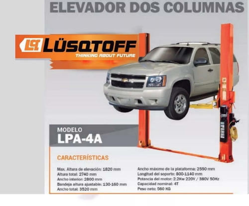 Elevador De 2 Columnas Taller Autos Camionetas 4ton En Stock