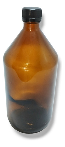 Botella Envase Vidrio 1 Litro 1000cc Ambar Con Tapa A Rosca 