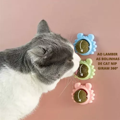 Bola de parede giratória para gatos, jogos catnip, lamber petiscos,  hortelã, hálito fresco, suprimentos para animais