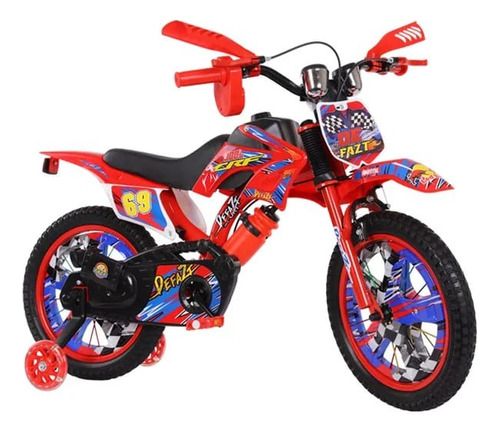 Bicicleta Estilo Moto Cross Aro 12 Para Niños Con Ruedas 