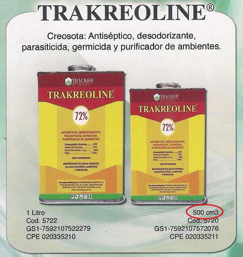 Trakreoline® Creolina Antiséptico 500ml Precio X 12 Unidades