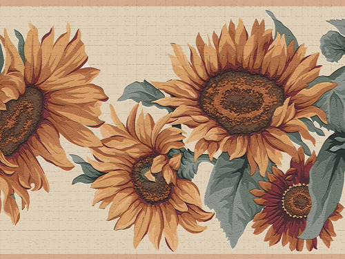 Borde Papel Tapiz Para Despegar Diseño Retro Floral Naranja