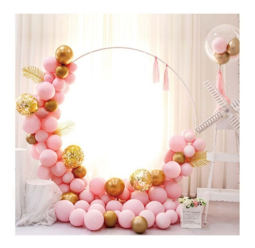 Set Globos Decoración Forma De Arco 77 Pzs Rosado