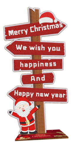 Letrero De Madera Navideño, Adorno 14,5 Cm X 29 Cm Rojo
