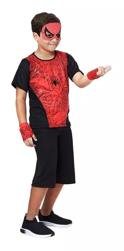 Fantasia Aranha Negra Masculino Halloween Infantil