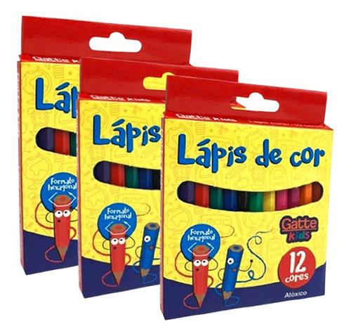 Lápis De Cor Colorir Desenho Pequeno/mini Escolar 3cx 12un