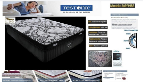 Colchon Matrimonial Restonic Sapphire Firme Con Memory Foam