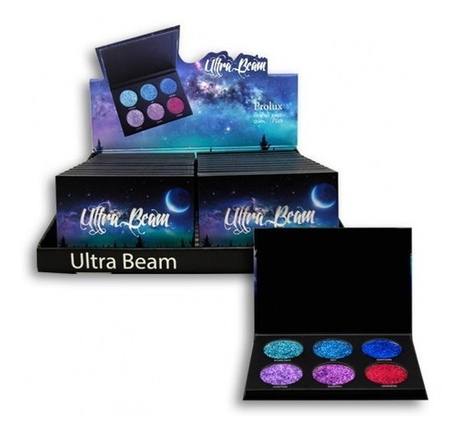 Imagen 3 de 4 de Paleta Sombra Ojos Con Brillantina Prolux Prensada 6 Tonos