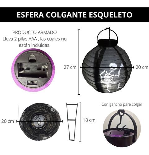 Imagen 3 de 10 de Esfera X 4 Colgante Led Halloween Luminosa Guirnalda