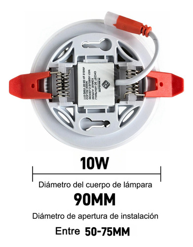 6pz Lampara Led De Sobreponer 10w Plafón Luz Blanca Cálida Blanco