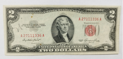 Billete 2 Dollares Usa Sello Rojo 1953 De La Suerte Sk09