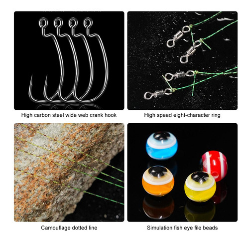 Hooks Rigged Line Kit Texas Riggs Para Pesca Con Pesas De Lu