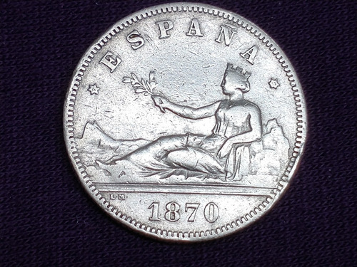 Moneda España 2 Pesetas 1870 Plata