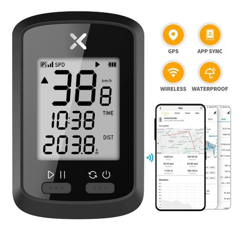 Ciclocomputador Xoss G G pantalla LCD de 1.8" color negro