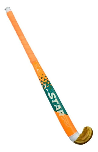 Palo De Hockey Starsport Play Madera Inicial Adulto Junior Color Naranja Verde 34