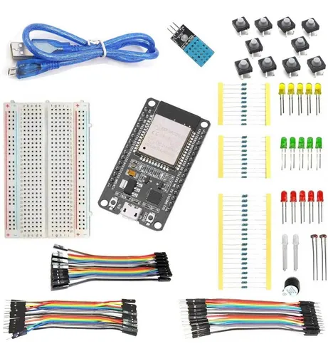 Kit Para Esp32 Iniciante Com Cabo Protoboard Dht11 E +120pcs
