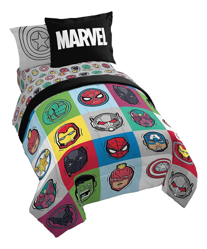 Set De Cama P/ Niño Marvel Avengers Pop Matrimonial 7 Piezas