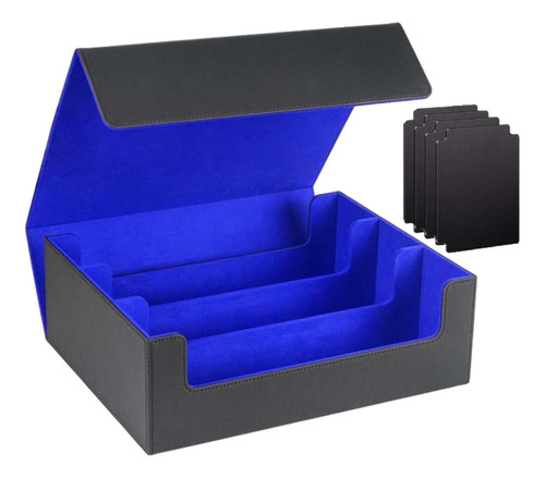 Caja Organizadora Para Mazo De Cartas, De Cuero Azul Negro