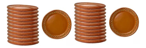 Plato De Barro Redondo Plano 15cm Pastelero Botanero 12pzs Barro Plato Cafetero
