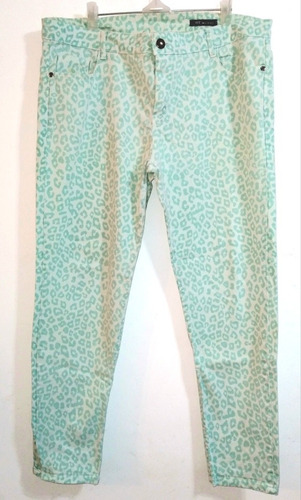 Pantalon Jean Ver Mujer Animal Print Leopardo Verde 50 3xl