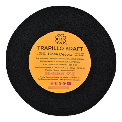Trapillo Poliester Paq De 5 Rollos De 50 Mts C/u E. Erika 99 Negro