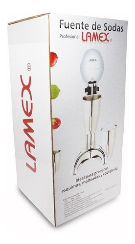 Esquimera Chocomilera Fuente De Sodas Con 2 Vasos Profesional Cromada Lamex 2041-1