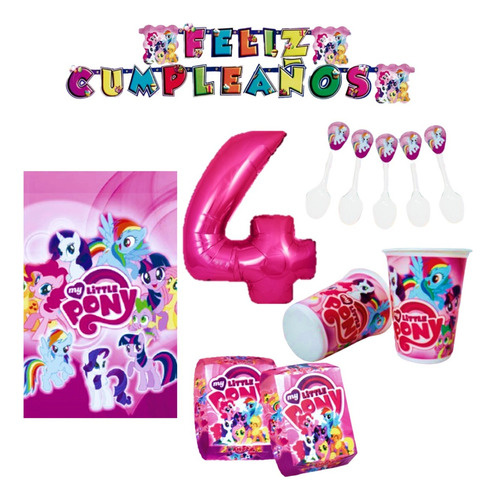  Kit Decoración My Little Pony X12 Niños + Numero