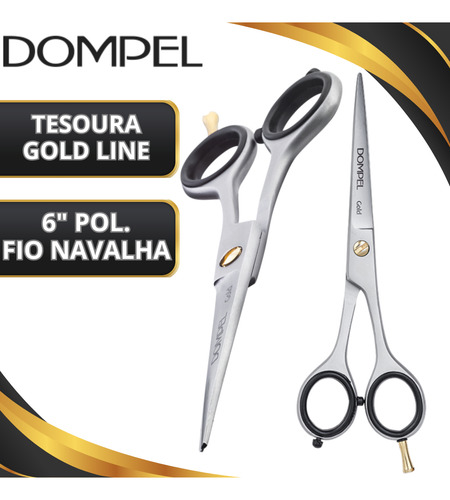 Tesoura Barbeiro Fio Navalha 6.0 Pol. Profissional Dompel