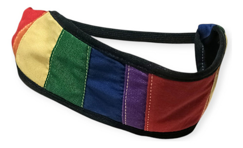 Vincha De Diseño Para El Pelo Tela Lgbt Upcycling Patchwork Lgbt Doble Borde Negro
