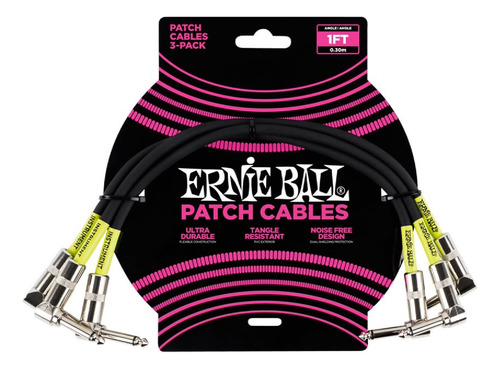 Cable Interpedal Ernie Ball Patch 30cm L Pack - Oddity Color Negro