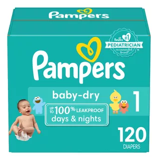 Pampers Baby-dry Disposable Diapers Size 1, 120 Count, Super