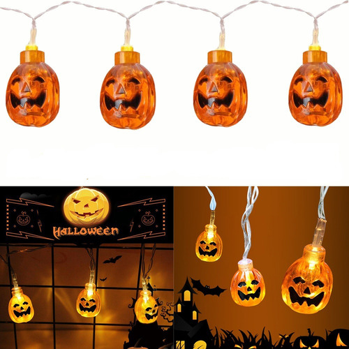 Luz Intermitente Decoración Calabaza Halloween 6m 40 Led