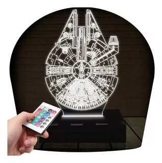 Luminária Led 3d Star Wars Falcon | 16 Cores+controle