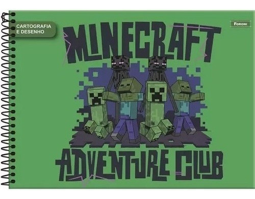  Foroni Minecraft Espiral 80 folhas  liso 1 assuntos unidade x 1 20cm x 27.5cm minecraft cor minecraft verde