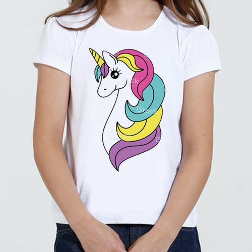 Camiseta Infantil Feminina - Unicornio Colorido