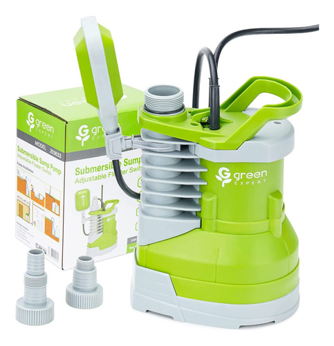 Green Expert - Bomba De Sumidero Sumergible De 1/4 Hp Con Fl