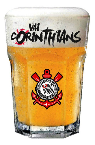 Copo Personalizado Vai Corinthians Para Chopp Cerveja 400ml Cor Transparente