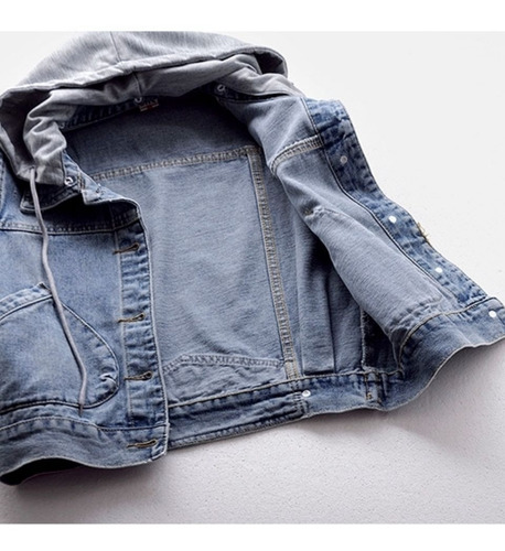 Imagen 5 de 8 de Chaleco Vaquero Para Mujer Con Grandes Bolsillos Y Chaqueta
