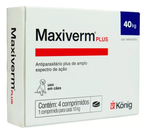 Maxiverm Plus C/ 4 Comprimidos 660mg Mata Verme Cães - König
